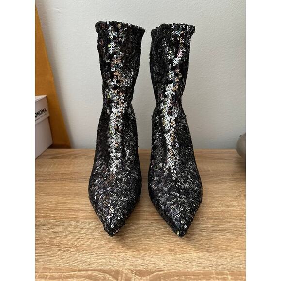 Valentino Garavani Shoes - Valentino Garavani Sexy Party Silver Sequin Stiletto Sock Booties Size 40